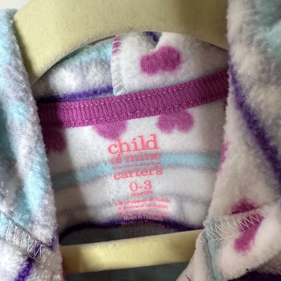 Child of Mine by Carter's Multicolor Hooded Fleece Pullover 0-3 Months - Picture 3 of 5